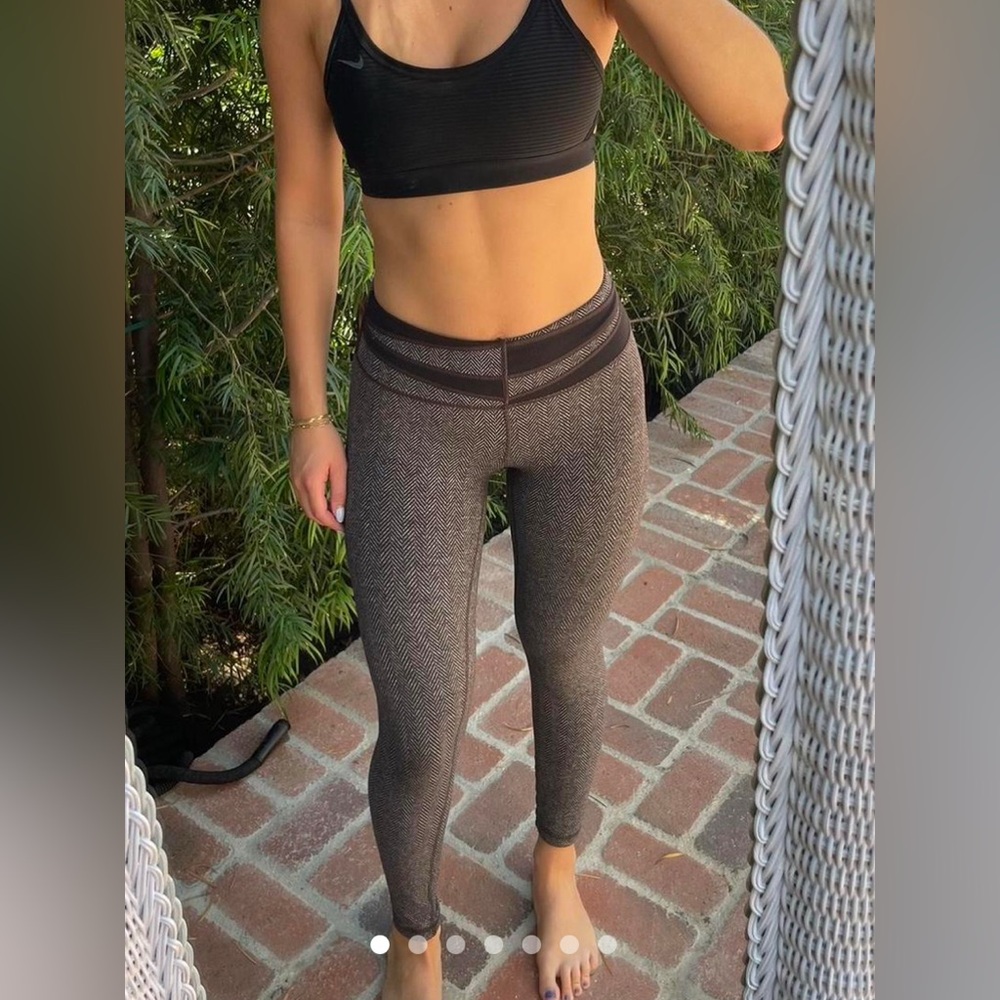 Lululemon Full Length Black & Gray Herringbone Leggings Sz 4 NEW
